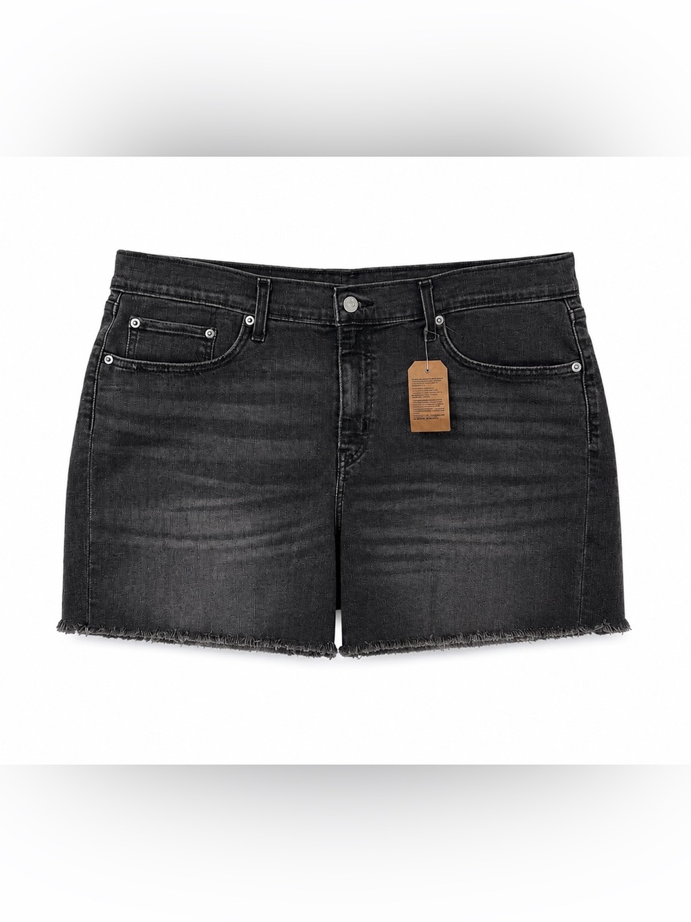 Levi's Black Denim Frayed Hem Jean Shorts